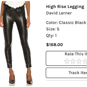 David Lerner Classic Black High-Rise Faux Leather Leggings